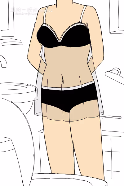 小女子的自画像，穿着衬裙和内裤快要尿出来的一瞬间