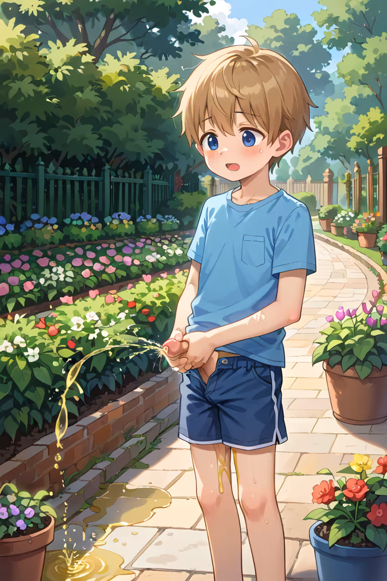 【AI绘画】小男孩浇花