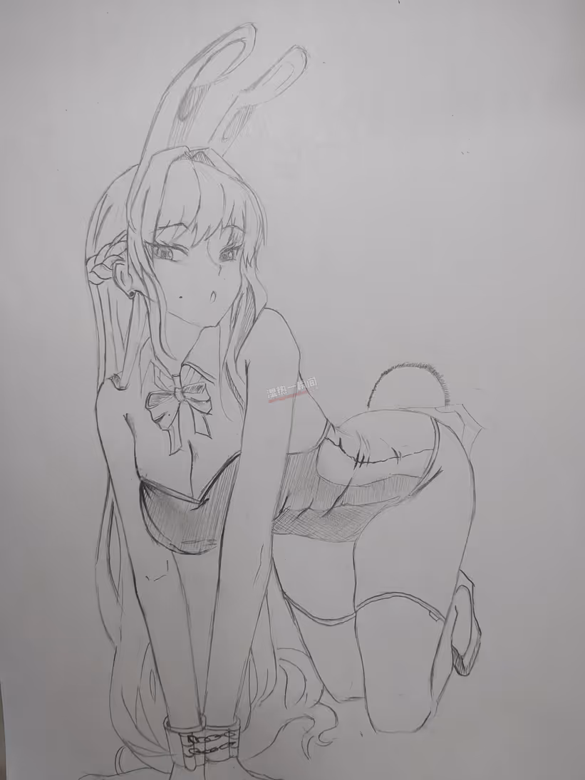 随笔画兔女郎憋尿