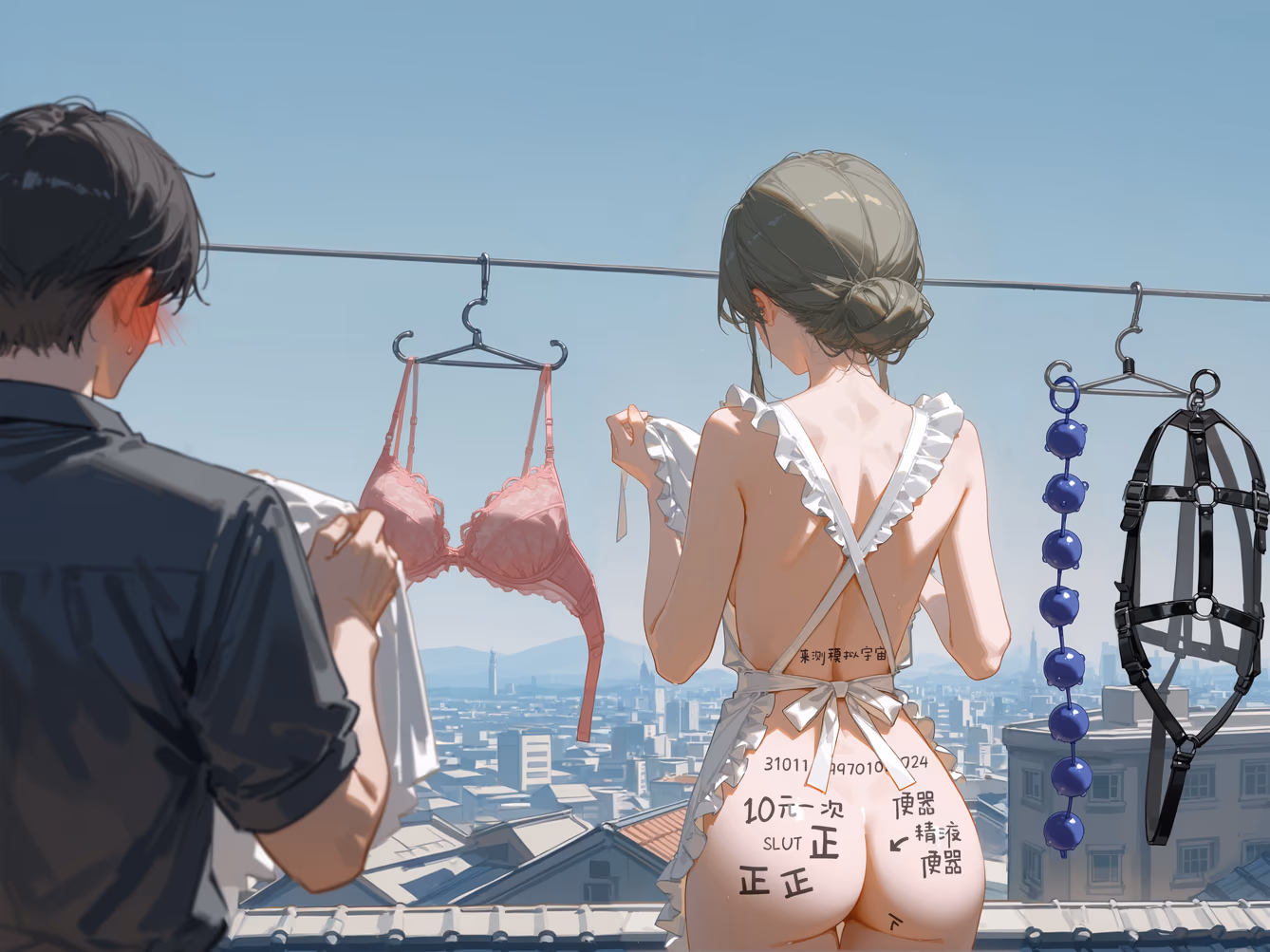 阳台偶遇女邻居～