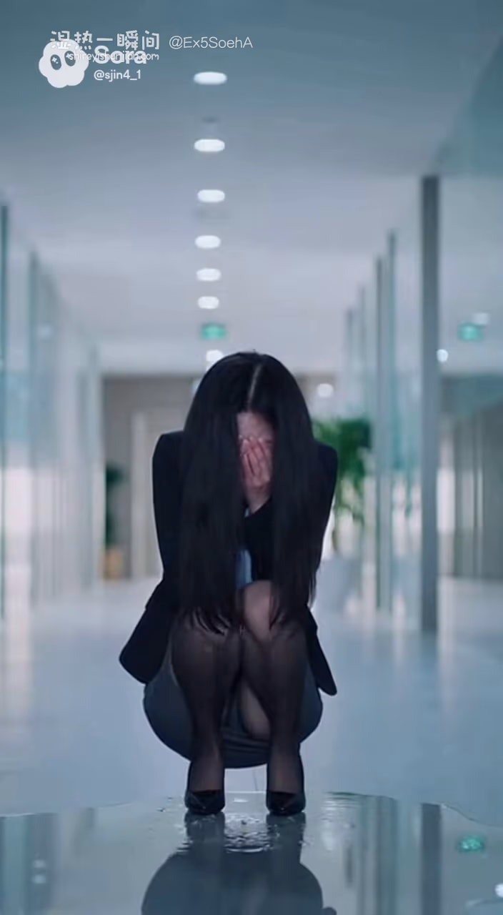 制服黑丝女白领的失禁 [Sora] AI短视频+截图