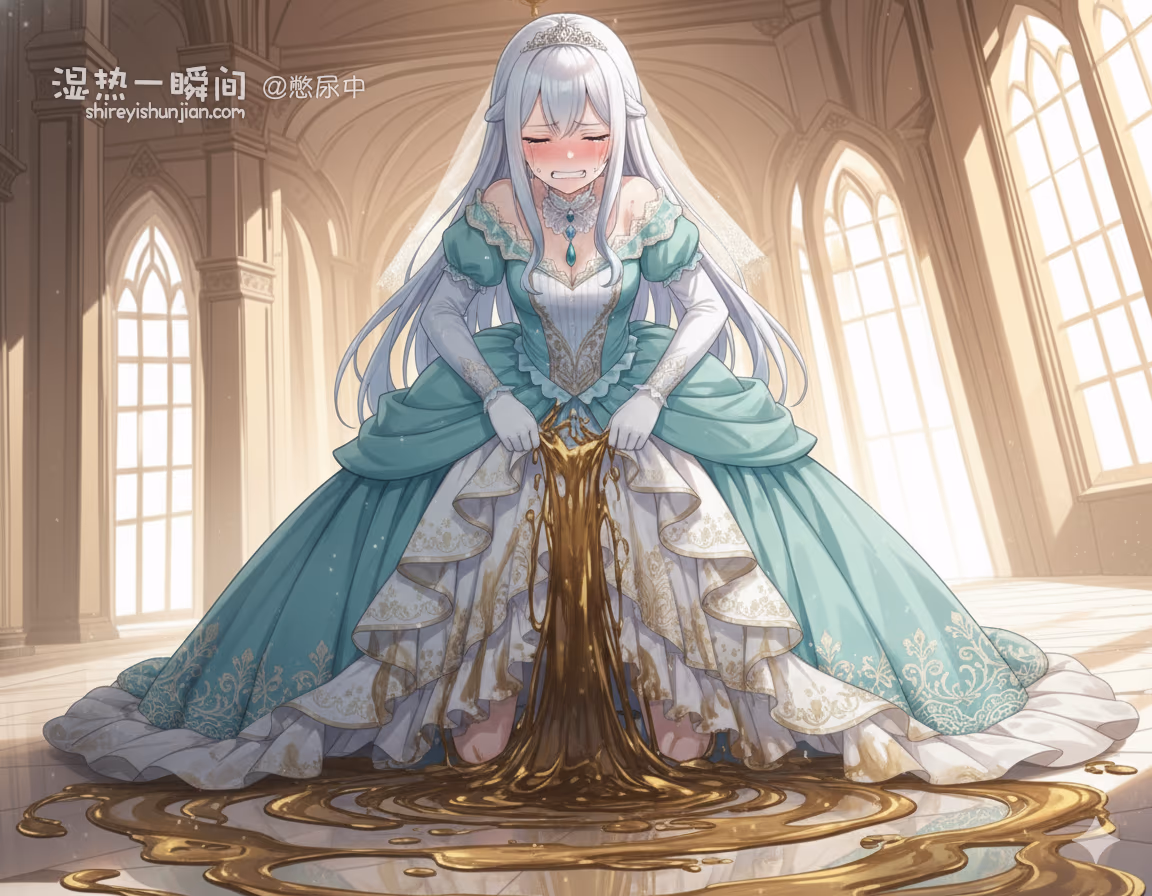 穿著大裙擺婚紗或是Lolita花嫁呈現失禁的情況